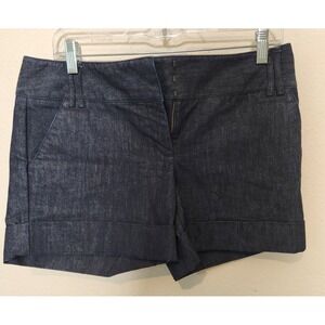 Express Womens Dark Rinse Denim Trouser Shorts Cuffed Pockets Mid-Rise Sz 6x4.5"